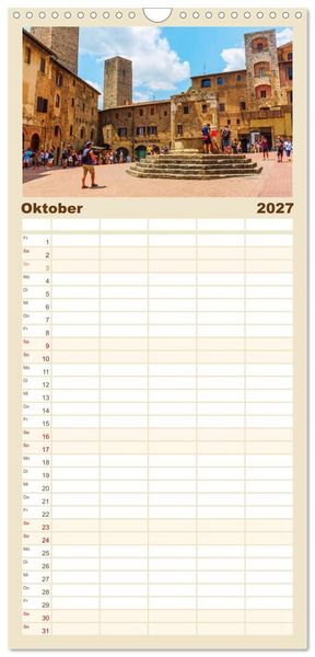 Produktbild: Familienplaner 2027 - San Gimignano, die Stadt der T&uuml;rme mit 5 Spalten (Wandkalender, 21 x 45 cm) CALVENDO