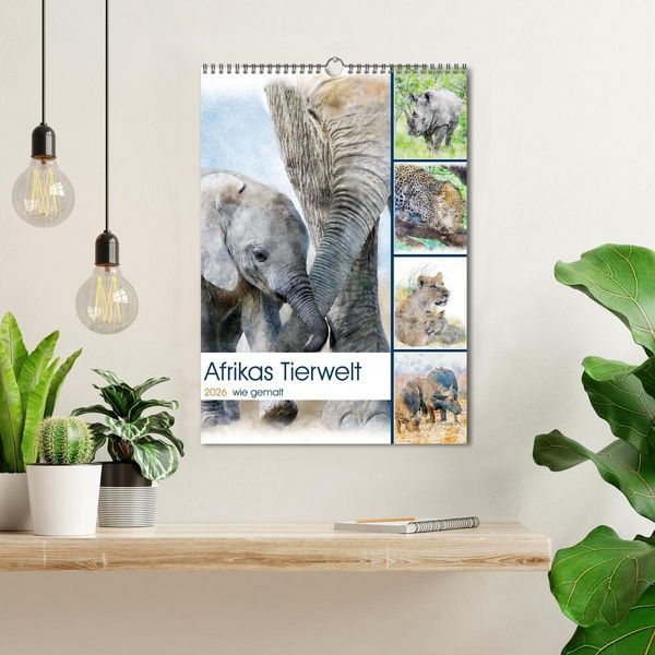 Produktbild: Afrikas Tierwelt - wie gemalt (Wandkalender 2026 DIN A3 hoch), CALVENDO Monatskalender