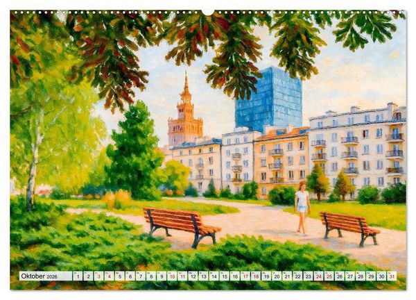 Produktbild: Warschau Impressionen - Historische Orte in leuchtenden Farben (Wandkalender 2026 DIN A2 quer), CALVENDO Monatskalender