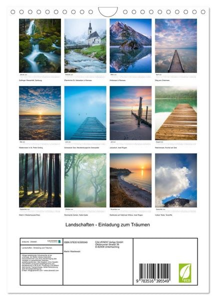 Produktbild: Landschaften - Einladung zum Tr&auml;umen (Wandkalender 2026 DIN A4 hoch), CALVENDO Monatskalender