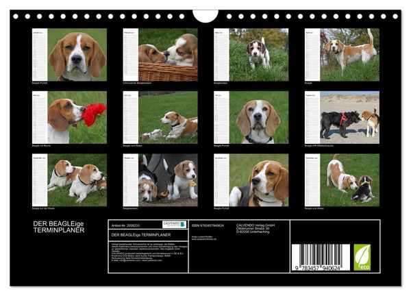 Produktbild: DER BEAGLEige TERMINPLANER (Wandkalender 2026 DIN A4 quer), CALVENDO Monatskalender