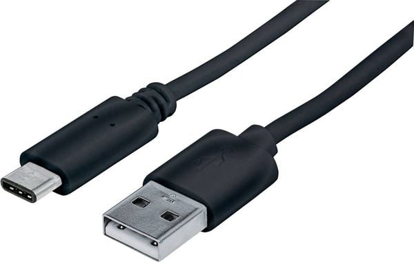 Manhattan USB-Kabel USB 2.0 USB-C® Stecker, USB-A Stecker 1.00 m Schwarz UL-zertifiziert 353298