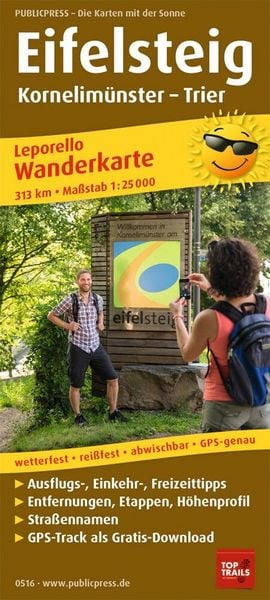 Produktbild: Wanderkarte Eifelsteig, Kornelim&uuml;nster - Trier 1 : 25 000