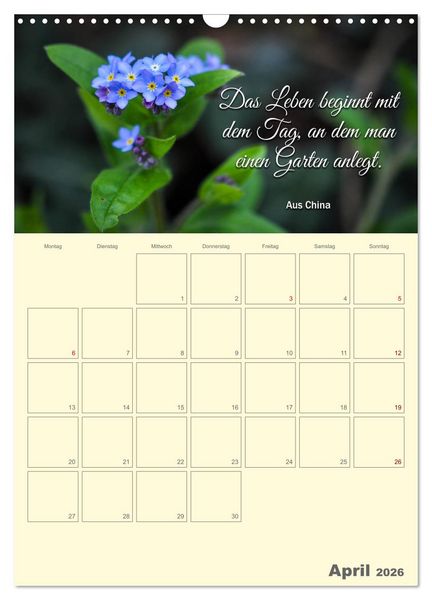 Produktbild: Gartenliebe (Wandkalender 2026 DIN A3 hoch), CALVENDO Monatskalender
