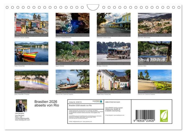 Produktbild: Brasilien 2026 abseits von Rio (Wandkalender 2026 DIN A4 quer), CALVENDO Monatskalender