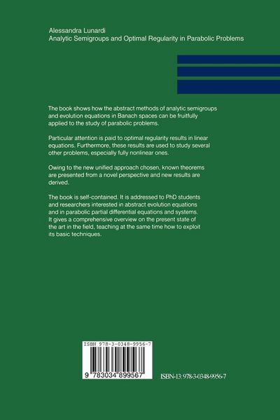 Produktbild: Analytic Semigroups and Optimal Regularity in Parabolic Problems