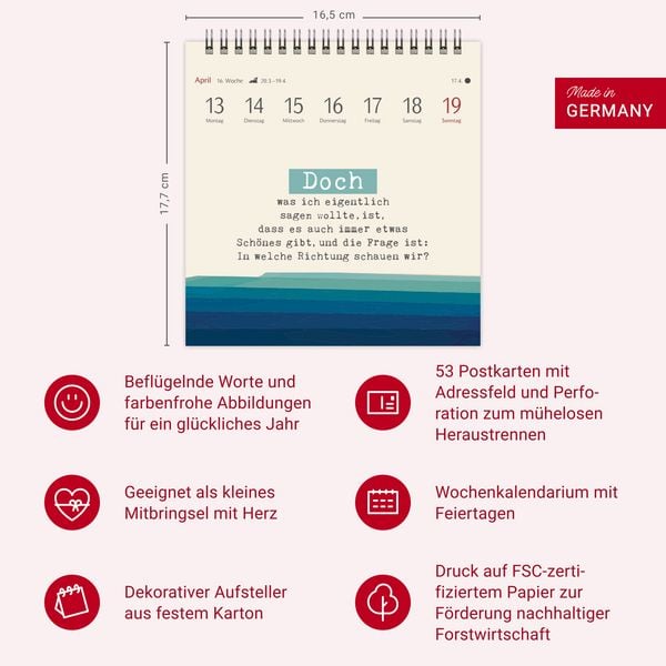 Clara Louise: Die Sonne in Orange getaucht Premium-Postkartenkalender 2026 - 53 Postkarten mit poetischen Gedanken