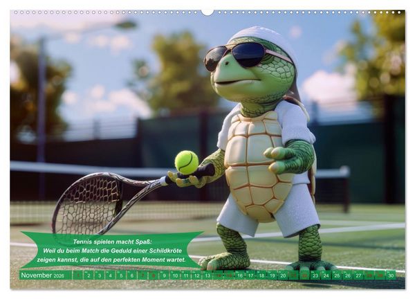 Produktbild: Der tierisch lustige Tennis-Kalender (hochwertiger Premium Wandkalender 2026 DIN A2 quer), Kunstdruck in Hochglanz