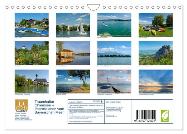 Produktbild: Traumhafter Chiemsee &ndash; Impressionen vom Bayerischen Meer (Wandkalender 2026 DIN A4 quer), CALVENDO Monatskalender