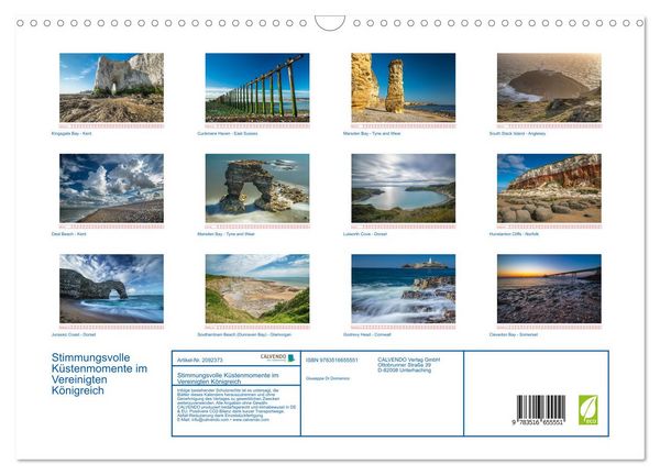 Produktbild: Stimmungsvolle K&uuml;stenmomente im Vereinigten K&ouml;nigreich (Wandkalender 2026 DIN A3 quer), CALVENDO Monatskalender