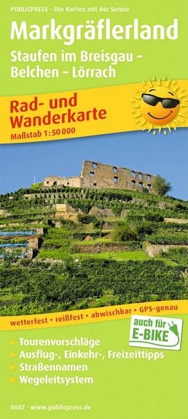 Produktbild: Publicpress Rad- und Wanderkarte Markgr&auml;flerland, Staufen im Breisgau, Belchen, L&ouml;rrach 1:50.000