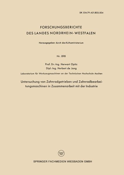 Produktbild: Untersuchung von Zahnradgetrieben und Zahnradbearbeitungsmaschinen in Zusammenarbeit mit der Industrie