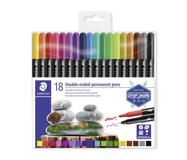 STAEDTLER Doppelfasermaler Lumocolor 3187 permanent, 18er Set