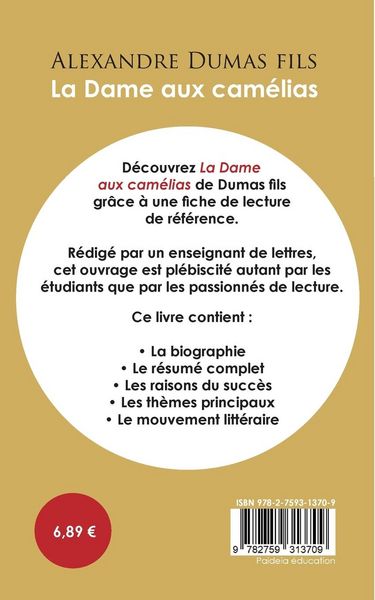 Fiche de lecture La Dame aux camélias (Étude intégrale)