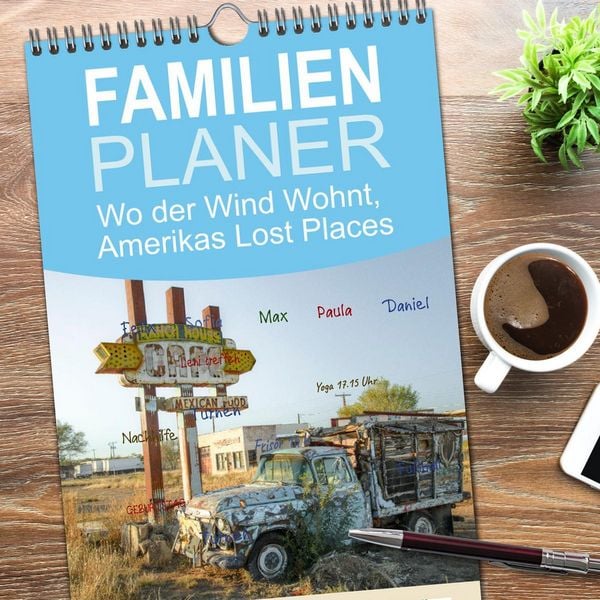 Produktbild: Familienplaner 2026 - Wo der Wind Wohnt, Amerikas Lost Places mit 5 Spalten (Wandkalender, 21 x 45 cm) CALVENDO
