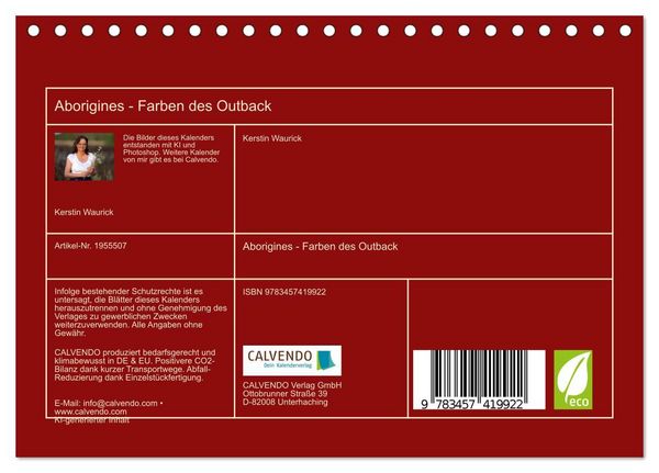 Produktbild: Aborigines - Farben des Outback (Tischkalender 2026 DIN A5 quer), CALVENDO Monatskalender