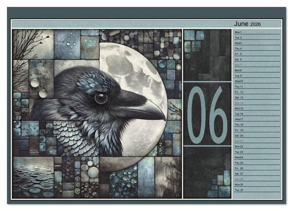 Produktbild: Crows. Shades of the Unseen. Art. (High Quality Premium Wall Calendar 2026 DIN A2 landscape),CALVENDO 12 Month Wall Calendar