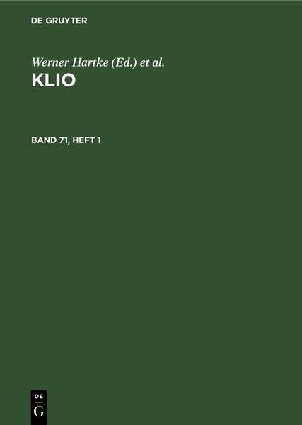 Produktbild: Klio. Band 71, Heft 1