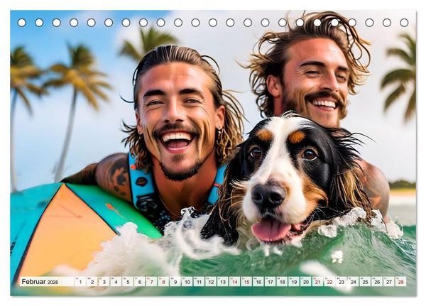 Produktbild: Bellen in den Wellen - Badespa&szlig; mit Hund (Tischkalender 2026 DIN A5 quer), CALVENDO Monatskalender
