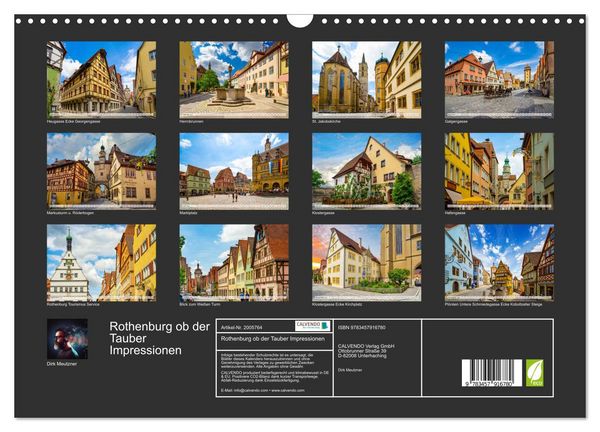 Produktbild: Rothenburg ob der Tauber Impressionen (Wandkalender 2026 DIN A3 quer), CALVENDO Monatskalender