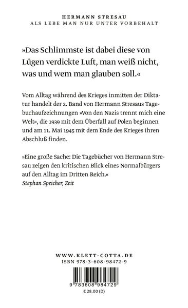 Produktbild: Als lebe man nur unter Vorbehalt