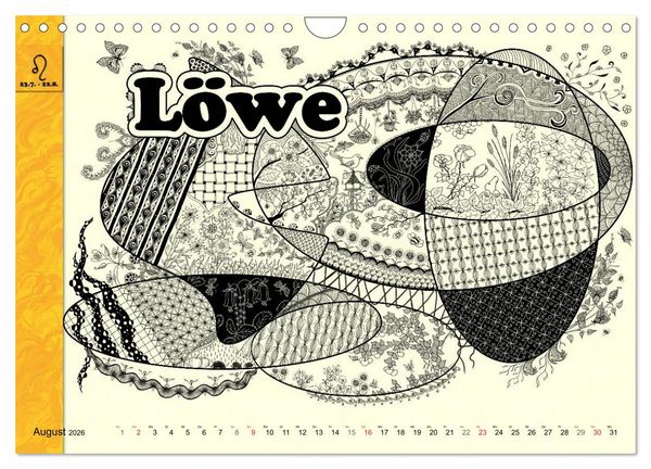 Produktbild: Tangle-Art, Sternzeichen mal anders (Wandkalender 2026 DIN A4 quer), CALVENDO Monatskalender