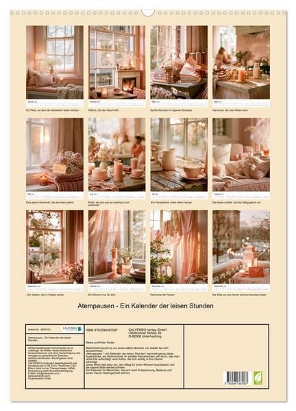 Produktbild: Atempausen - Ein Kalender der leisen Stunden (Wandkalender 2027 DIN A2 hoch), CALVENDO Monatskalender