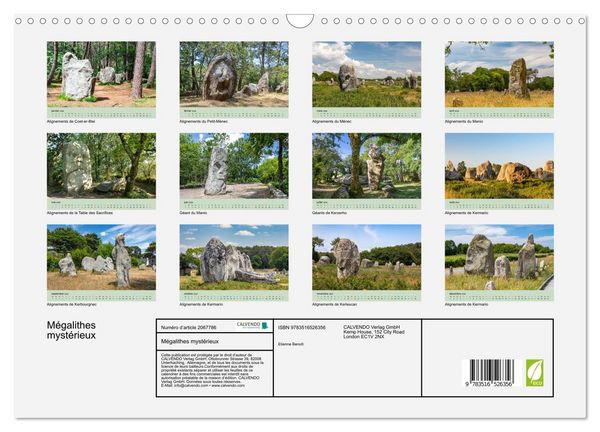 Produktbild: M&eacute;galithes myst&eacute;rieux (Calendrier mural 2026 DIN A3 vertical), CALVENDO calendrier mensuel