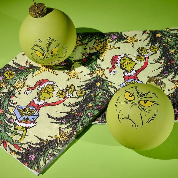 Produktbild: Serviette Grinch Baubles, 33 x 33cm