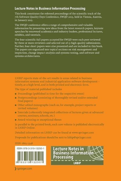 Produktbild: Software Quality. Software and Systems Quality in Distributed and Mobile Environments