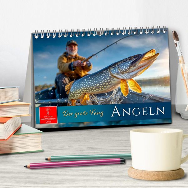 Produktbild: Angeln - der gro&szlig;e Fang (Tischkalender 2026 DIN A5 quer), CALVENDO Monatskalender