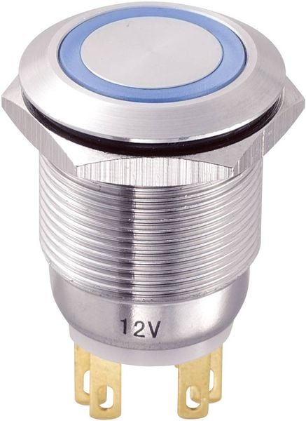 Produktbild: TRU COMPONENTS TC-8904668 LAS1-GQ-11E/B/12V Vandalismusgesch&uuml;tzter Drucktaster 250 V/AC 3 A 1 x Aus/(Ein) tastend Blau 1 St.