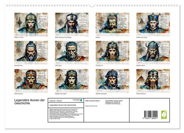 Produktbild: Legend&auml;re Ikonen der Geschichte (hochwertiger Premium Wandkalender 2026 DIN A2 quer), Kunstdruck in Hochglanz