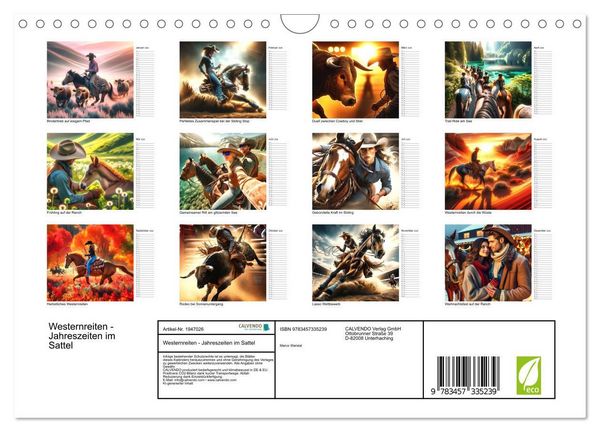 Produktbild: Westernreiten - Jahreszeiten im Sattel (Wandkalender 2026 DIN A4 quer), CALVENDO Monatskalender