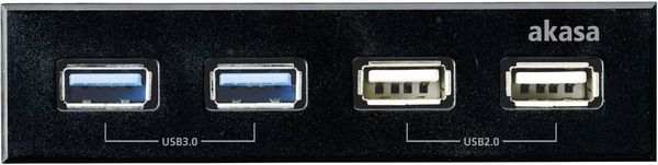 Produktbild: Akasa AK-ICR-12V3 USB-Hub 4 Port USB-A USB 3.0 5 GBit/s Schwarz