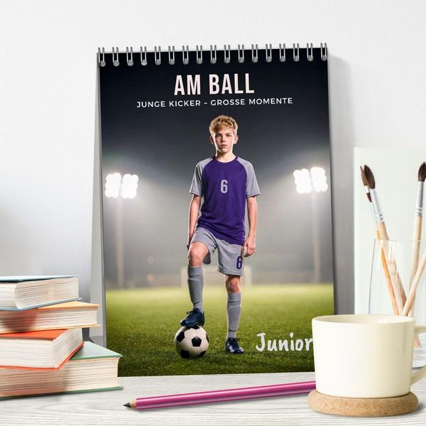 Produktbild: Am Ball Junior - Junge Kicker - Gro&szlig;e Momente (Tischkalender 2027 DIN A5 hoch), CALVENDO Monatskalender