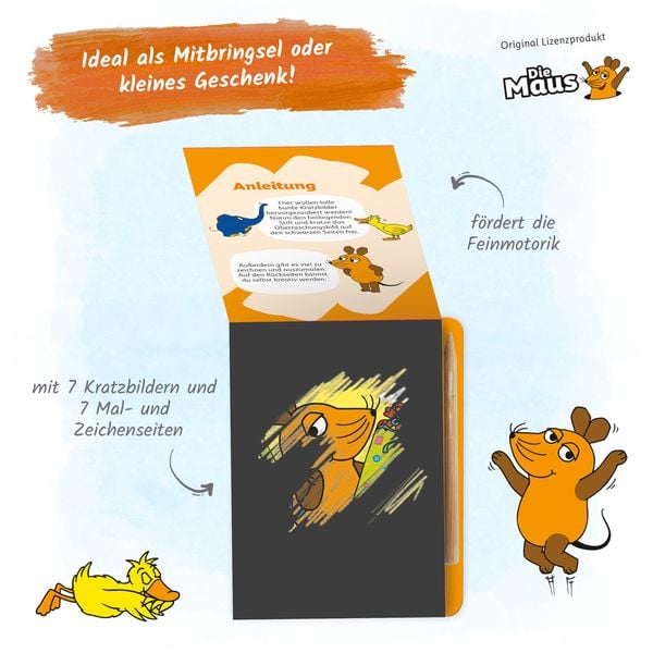 Produktbild: Tr&ouml;tsch Die Maus Mini-Kratzblock Kritzelspa&szlig; Lernen ist toll