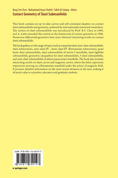 Produktbild: Contact Geometry of Slant Submanifolds