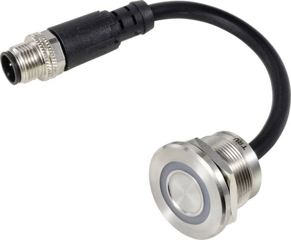 Produktbild: TRU COMPONENTS TC-12835296 TC-TS22A10YSSR12M12 MALE CONNECTOR Sensortaster 24 V 0.5 A 1 x Aus/(Ein) tastend Rot (&Oslash;) 25 mm IP65 1 St.