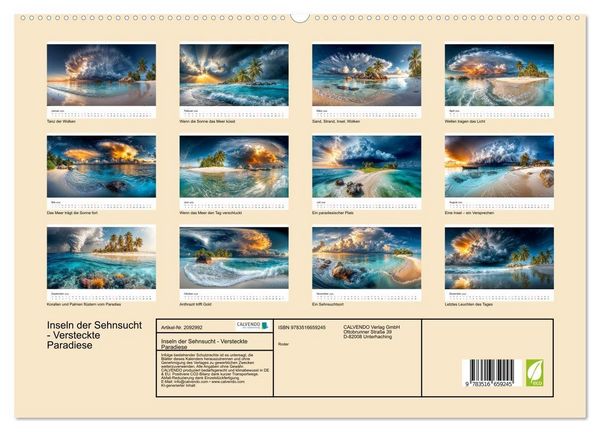 Produktbild: Inseln der Sehnsucht - Versteckte Paradiese (hochwertiger Premium Wandkalender 2026 DIN A2 quer), Kunstdruck in Hochglanz