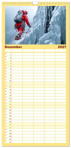 Produktbild: Familienplaner 2027 - Action pur - atemberaubende Hobbys mit 5 Spalten (Wandkalender, 21 x 45 cm) CALVENDO