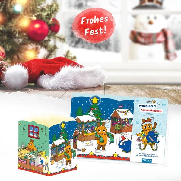 Produktbild: TR&Ouml;TSCH - Windlicht Adventskalender "Die Maus" | Weihnachtskalender mit 24 leuchtenden Motiven