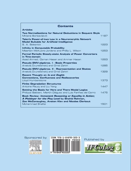 Produktbild: Journal of Applied Logics - The IfCoLog Journal of Logics and their Applications