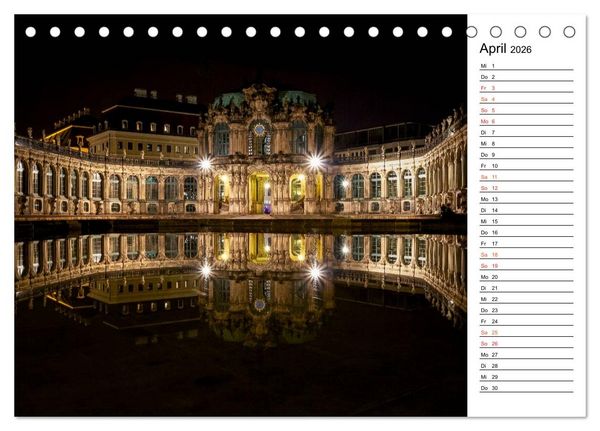 Produktbild: Eine Nacht in Dresden (Tischkalender 2026 DIN A5 quer), CALVENDO Monatskalender