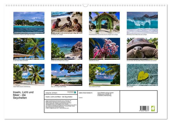 Produktbild: Inseln, Licht und Meer - die Seychellen (Wandkalender 2026 DIN A2 quer), CALVENDO Monatskalender