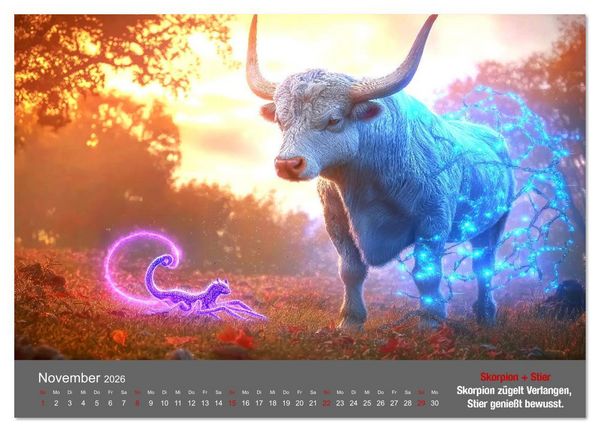 Produktbild: Sternzeichen im Einklang - Aszendent im Jahreshoroskop (Wandkalender 2026 DIN A3 quer), CALVENDO Monatskalender