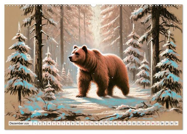 Produktbild: Ein Jahr mit den B&auml;ren - Ein majest&auml;tisches Leben in der Wildnis (Wandkalender 2026 DIN A2 quer), CALVENDO Monatskalender