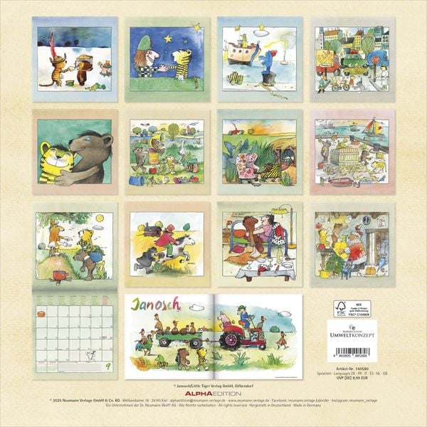 Produktbild: Janosch 2026 - Broschürenkalender 30x30 cm (30x60 geöffnet) - Kalender mit Platz für Notizen - inkl. Poster - Bildkalender - Wandplaner - Wandkalender