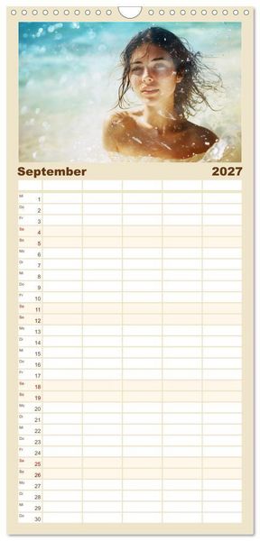 Produktbild: Familienplaner 2027 - Entspannen am Strand mit 5 Spalten (Wandkalender, 21 x 45 cm) CALVENDO