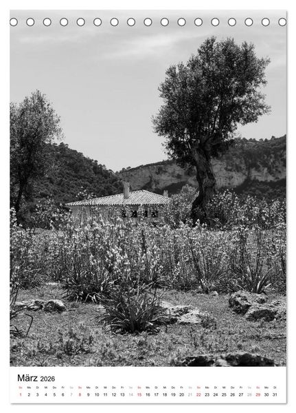 Produktbild: Mallorca Impressionen in schwarz-wei&szlig; (Tischkalender 2026 DIN A5 hoch), CALVENDO Monatskalender